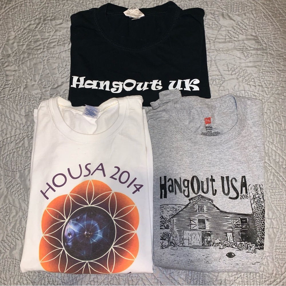 Handpan Shirts Lot of 3 - Housa 2014, Hangout UK, Hangout USA 2016